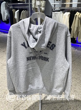 秋新款正品MLB皱眉熊时尚连帽男女运动休闲针织卫衣套头衫AHDE