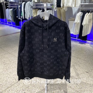 HDM MLB满印老花连帽百搭情侣男女运动休闲针织卫衣套头衫 正品 新款