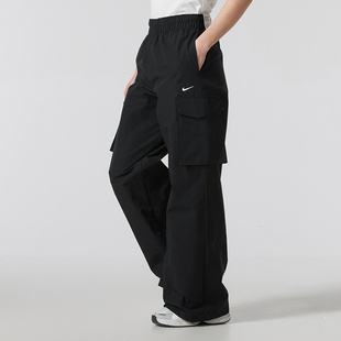 正品NIKE耐克宽松直筒纯色多口袋女裤运动休闲工装长裤HM6977-010