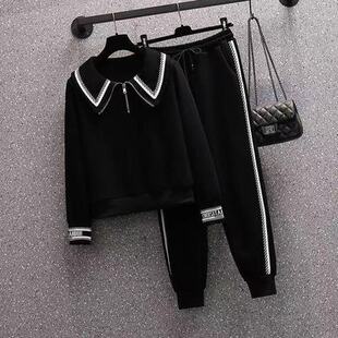 休闲运动卫衣套装女士减龄时尚遮肉显瘦2026春秋季新款大码两件套