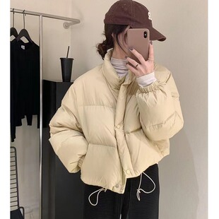 韩国东大门原版面包服女立领小个子短款白鸭绒羽绒服秋冬新款外套