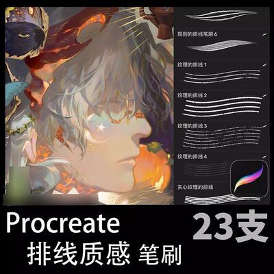 procreate 排线笔刷 ipad手绘 增加质感笔刷 立体多用