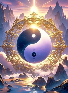古风紫气东来太极八卦阵图案贴画招财好寓意家居贴纸客厅贴玄关贴