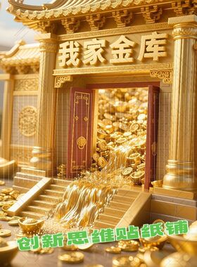 我家金库财富满仓招财防水自粘贴画餐厅墙贴阳台墙上装贴画