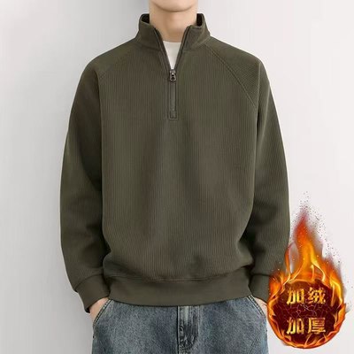 潮牌半拉链立领卫衣男士圆领春秋季2025新款简约宽松套头上衣男款