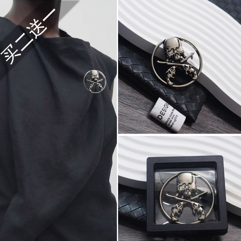 欧美时尚个性设计感小众潮牌骷颅头朋克胸针女装饰品别针配饰潮