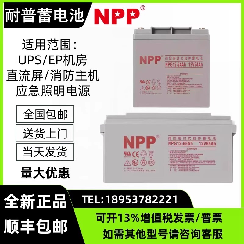 npp耐普NP12-65Ah蓄电池12V100Ah65A40A38A24A17A9A7A电梯UPS电源