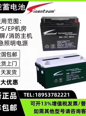 赛能蓄电池SN12V65CH 12V7A17A24A38A55A65A100AH直流屏UPS电源