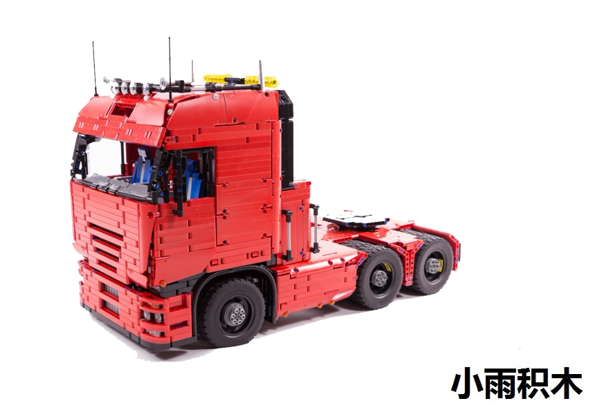 国产积木 兼容乐高高 tractor truck 红拖头卡车 科技 moc- 2475