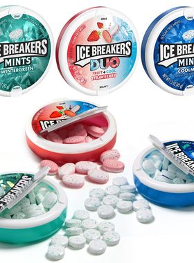 美国ICE BREAKERS DUO 酷力冰无加糖西瓜草莓树莓酸果味薄荷糖