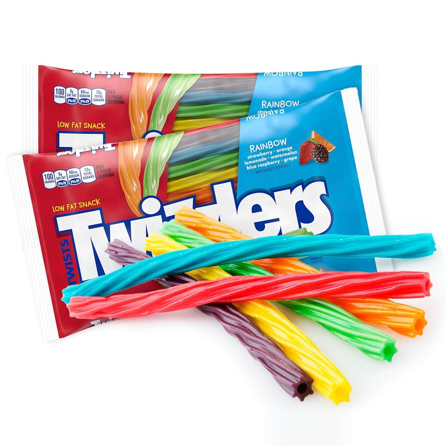 美国多滋乐吸管彩虹糖葡萄草莓树莓味扭扭糖 Twizzlers Ralnbow