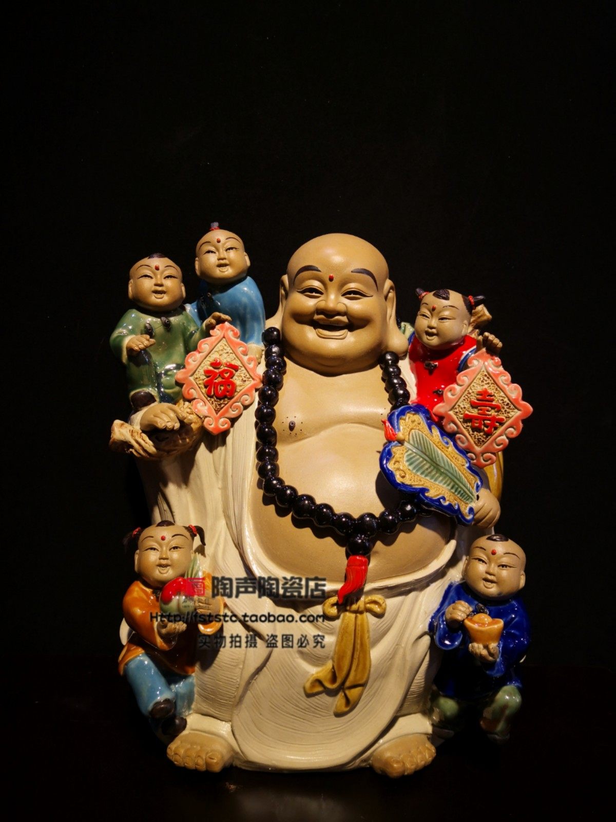 推荐限量五子登科多仔佛家居博古架玄关中式摆件新婚石湾陶瓷公仔