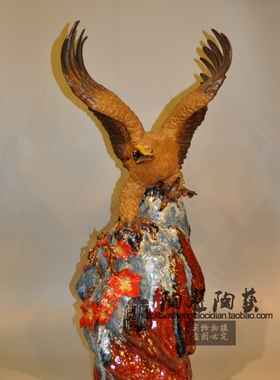 大展鸿图雄鹰石湾陶瓷公仔工艺手工精品送公司开张店庆办公室摆件