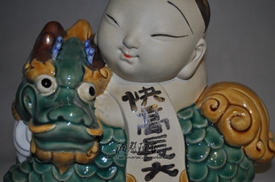 麒麟宝宝新中式快高长大陶瓷石湾公仔家居卧室酒柜新婚装饰品摆件