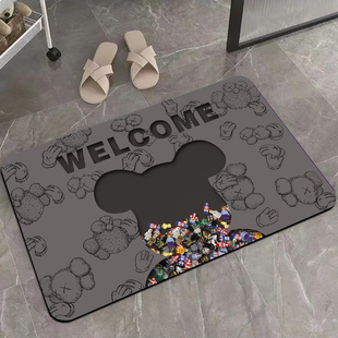 暴力小熊浴室吸水地垫卫生间门口防滑脚垫厕所硅藻泥速干门垫软垫