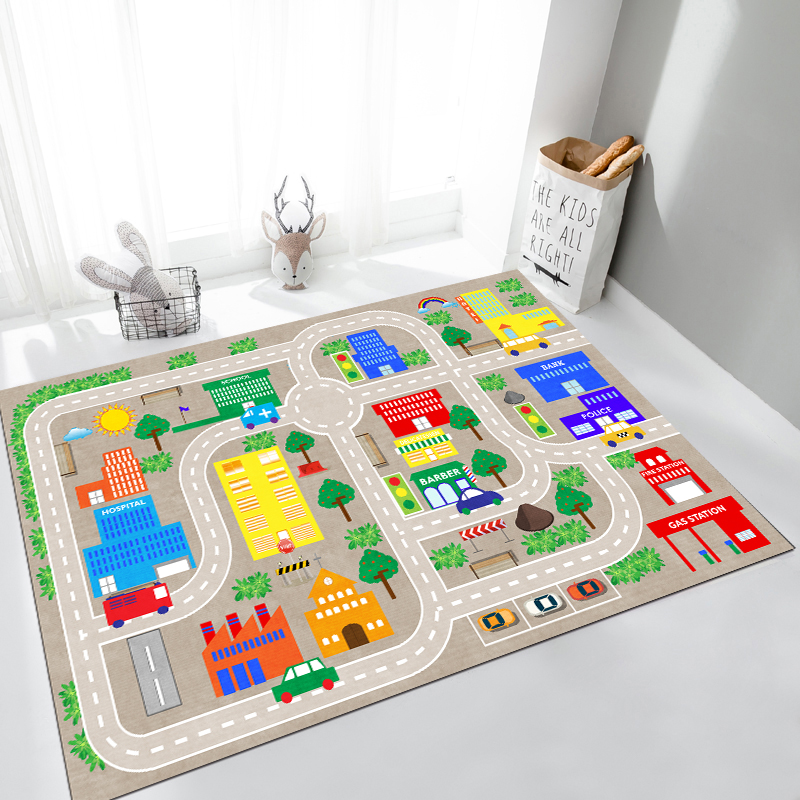 卡通儿童床边长方形卧室粉色地垫