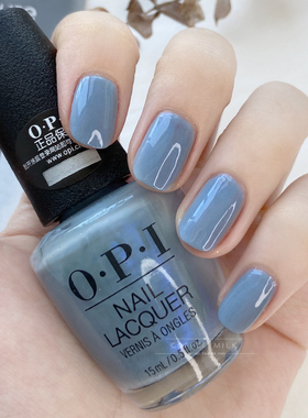 美国原装正品OPI指甲油冰岛系列I60浅蓝灰色细腻闪丹宁色持久原装