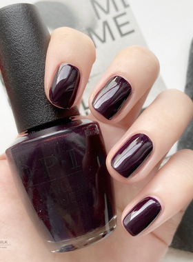 美国OPI指甲油珠光黑樱桃I43无毒持久美甲显白不可撕15ML秋冬美甲