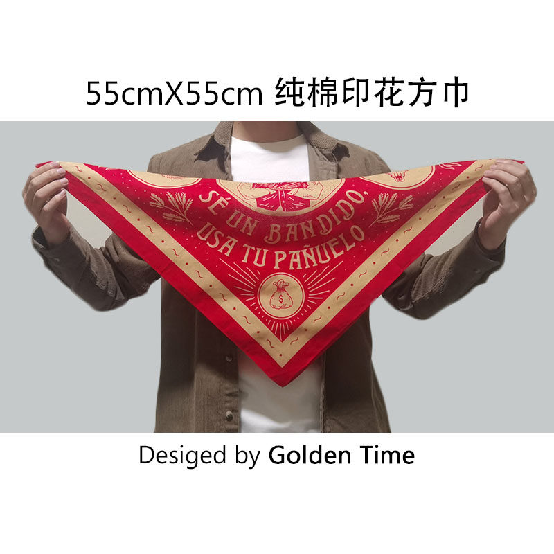 阿美咔叽日系复古vintage纯棉骷髅方巾围脖头巾学生情侣机车领巾