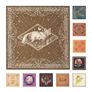 滚烫时光Vintage美式复古纯棉大方巾动物印花阿美咔叽ins头巾发饰