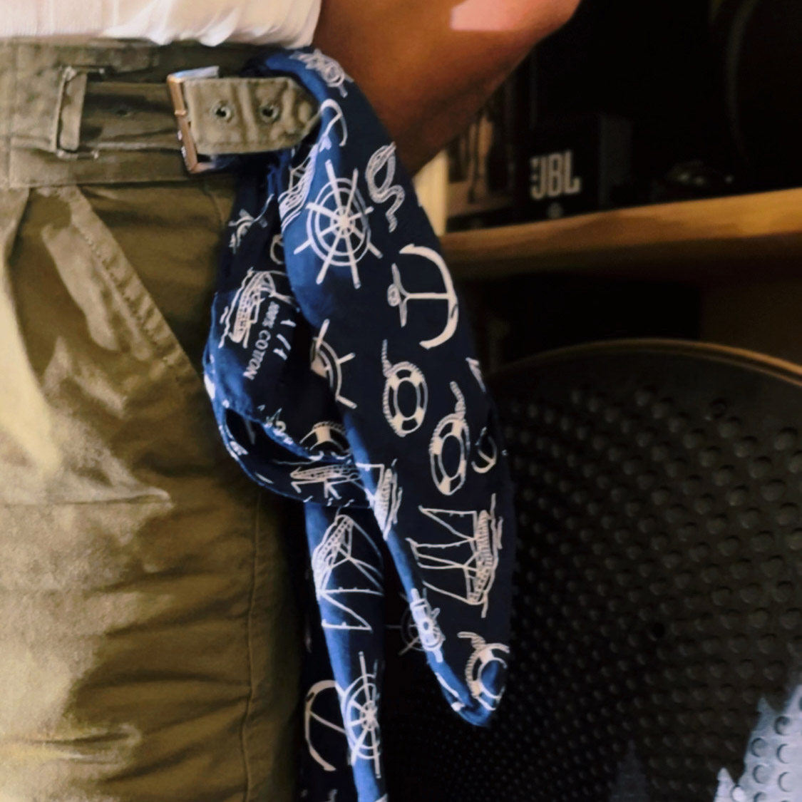 滚烫时光纯棉双面日式复古vintage水手风船锚方巾ins头巾机车领巾