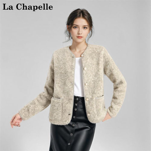 拉夏贝尔千金风仿羊羔绒外套