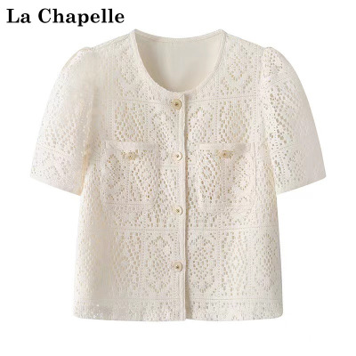 拉夏贝尔夏季镂空蕾丝小衫