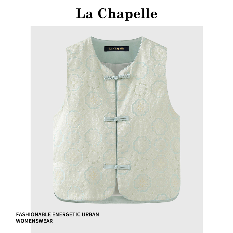 拉夏贝尔新中式国风提花马甲