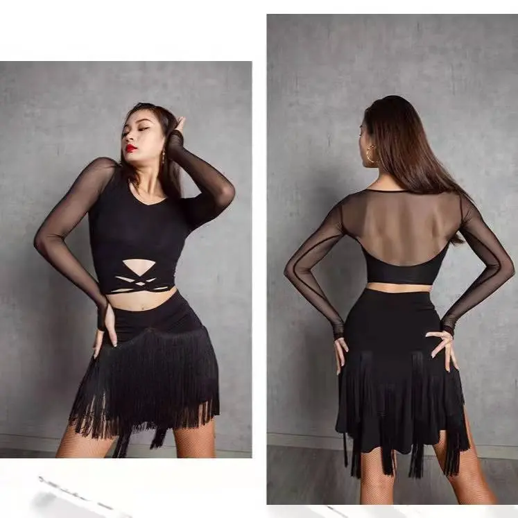 拉丁舞半身裙练功服女舞裤新款