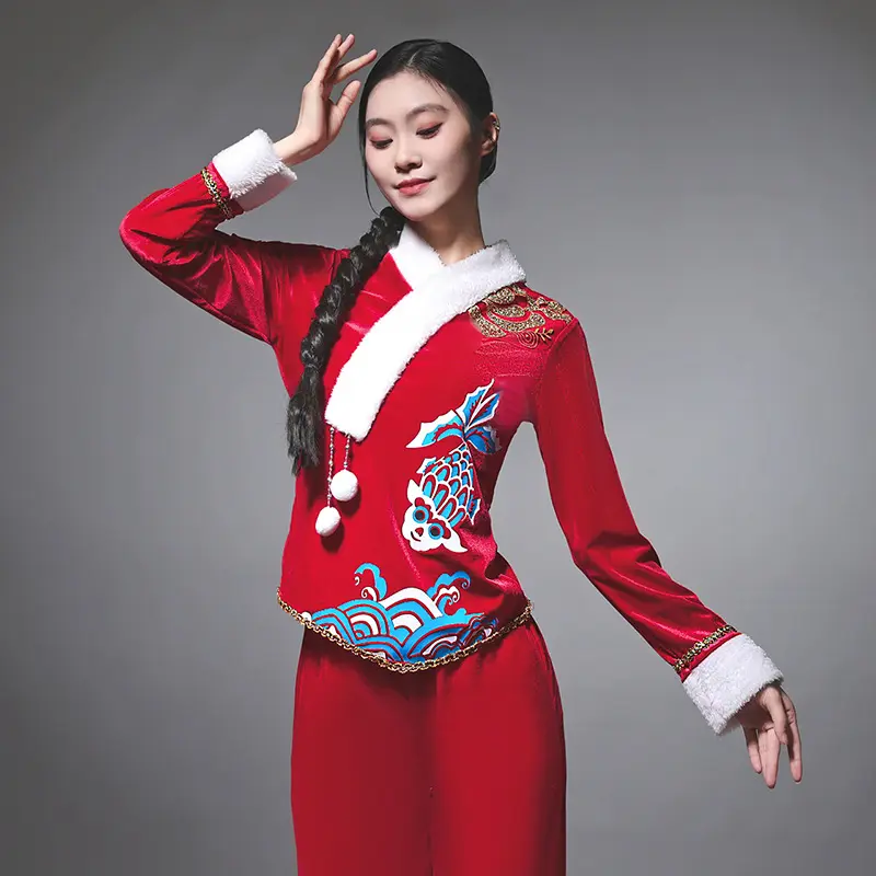 新款红色喜庆秧歌服民族舞蹈新年