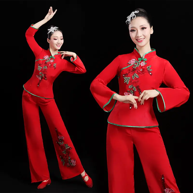 秧歌服演出服新款春夏中腰鼓扇子