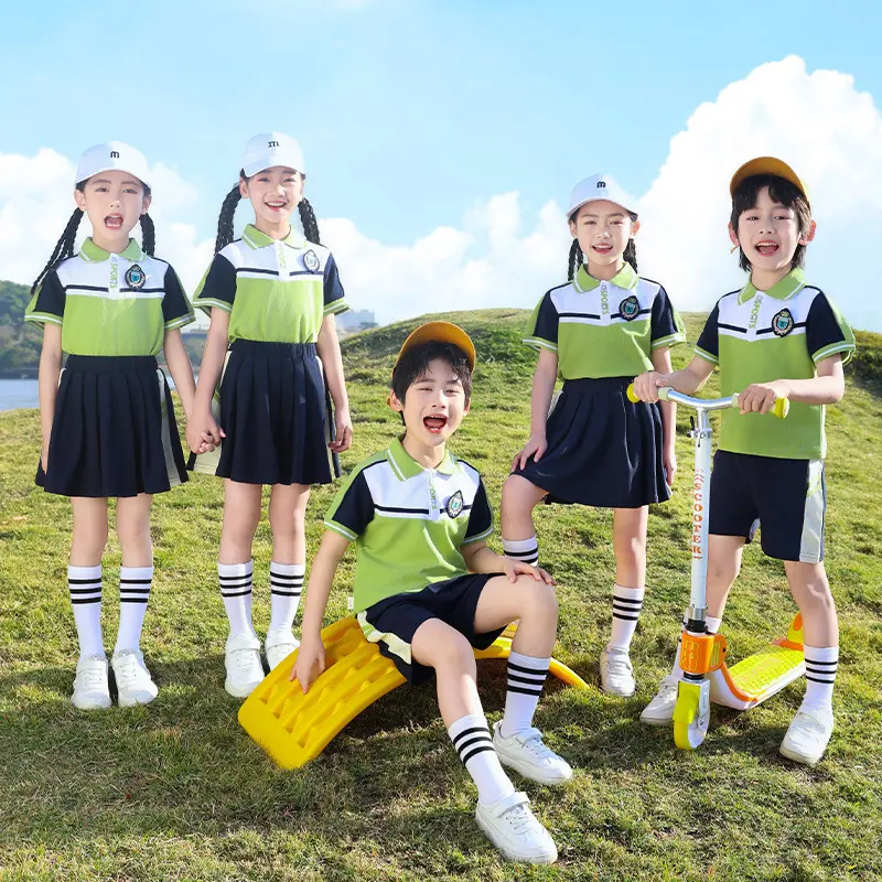 校服套装小学生夏装英伦儿童绿色