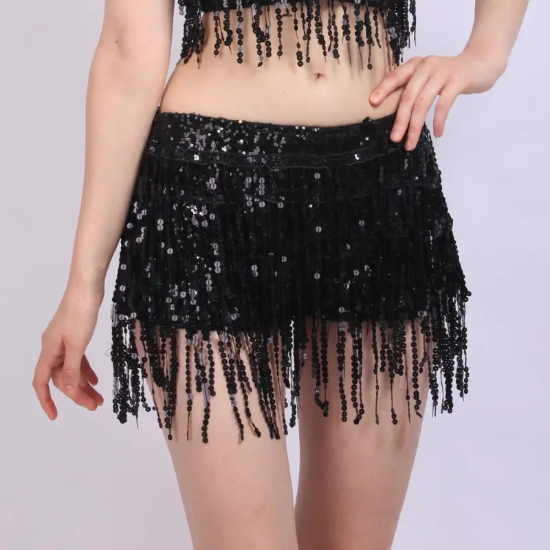 肚皮舞蹈服装爵士舞亮片短裤流苏