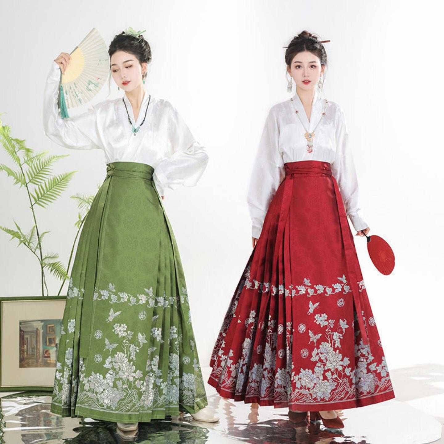 新中式织银螺钿马面裙女套装汉服