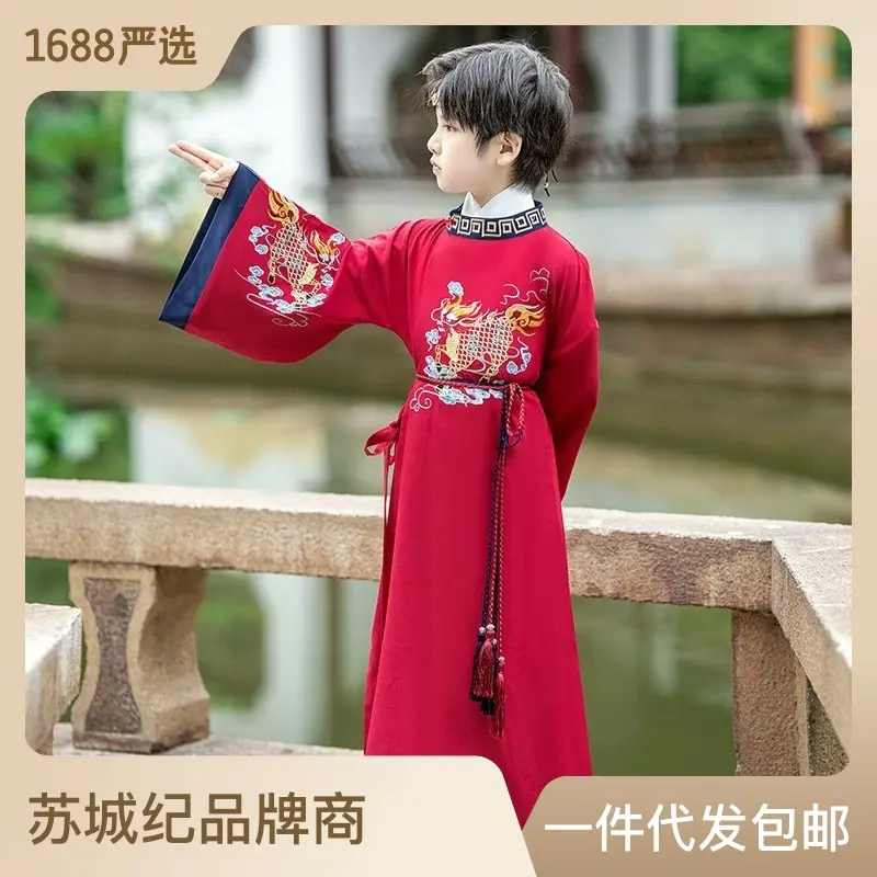 新款男童汉服春夏唐装圆领袍中