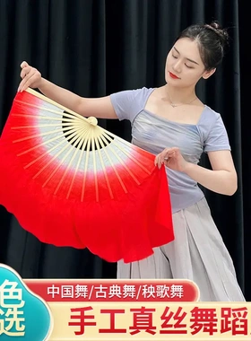 真丝舞蹈扇广场舞古典舞双面加长