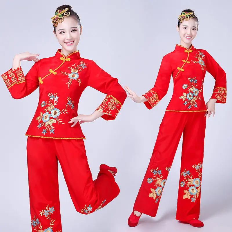 直销新款广场舞蹈服扇子手绢