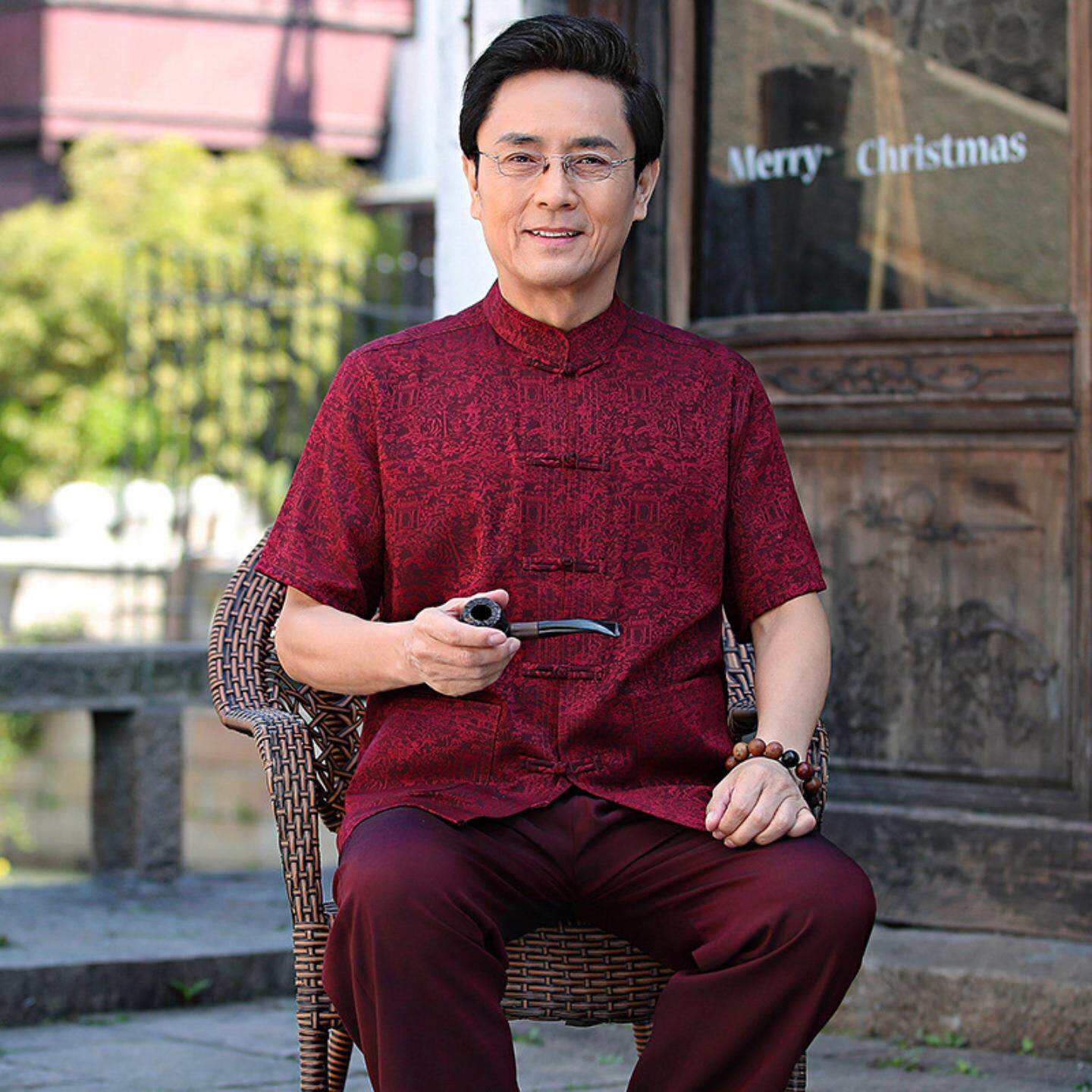 夏季唐装情侣中式汉服套装中老年