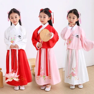 直销汉服女童交领改良明制袄裙中仙鹤灵少儿春秋装汉服