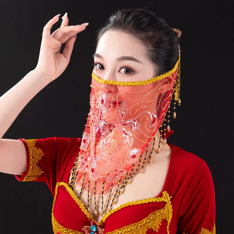 万圣节服装肚皮舞面纱东方舞纱巾
