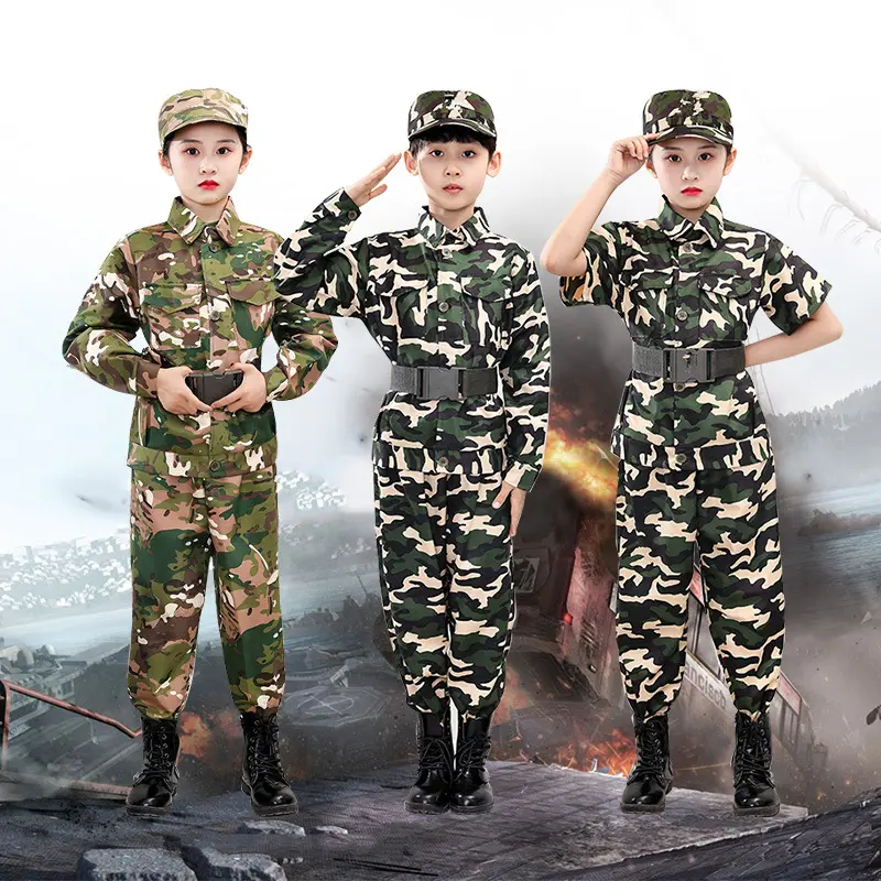 新式儿童迷彩服套装男女童小学生