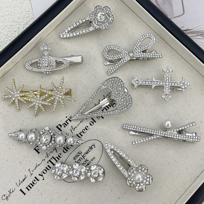 侧边刘海夹水钻蝴蝶结发夹