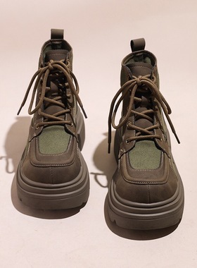 马丁靴女靴2025新款春秋单靴厚底靴子女爆款炸街小短靴女