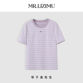 李子木2025春夏新款 复古高级感百搭正肩圆领上衣 T恤美式 时尚 短袖