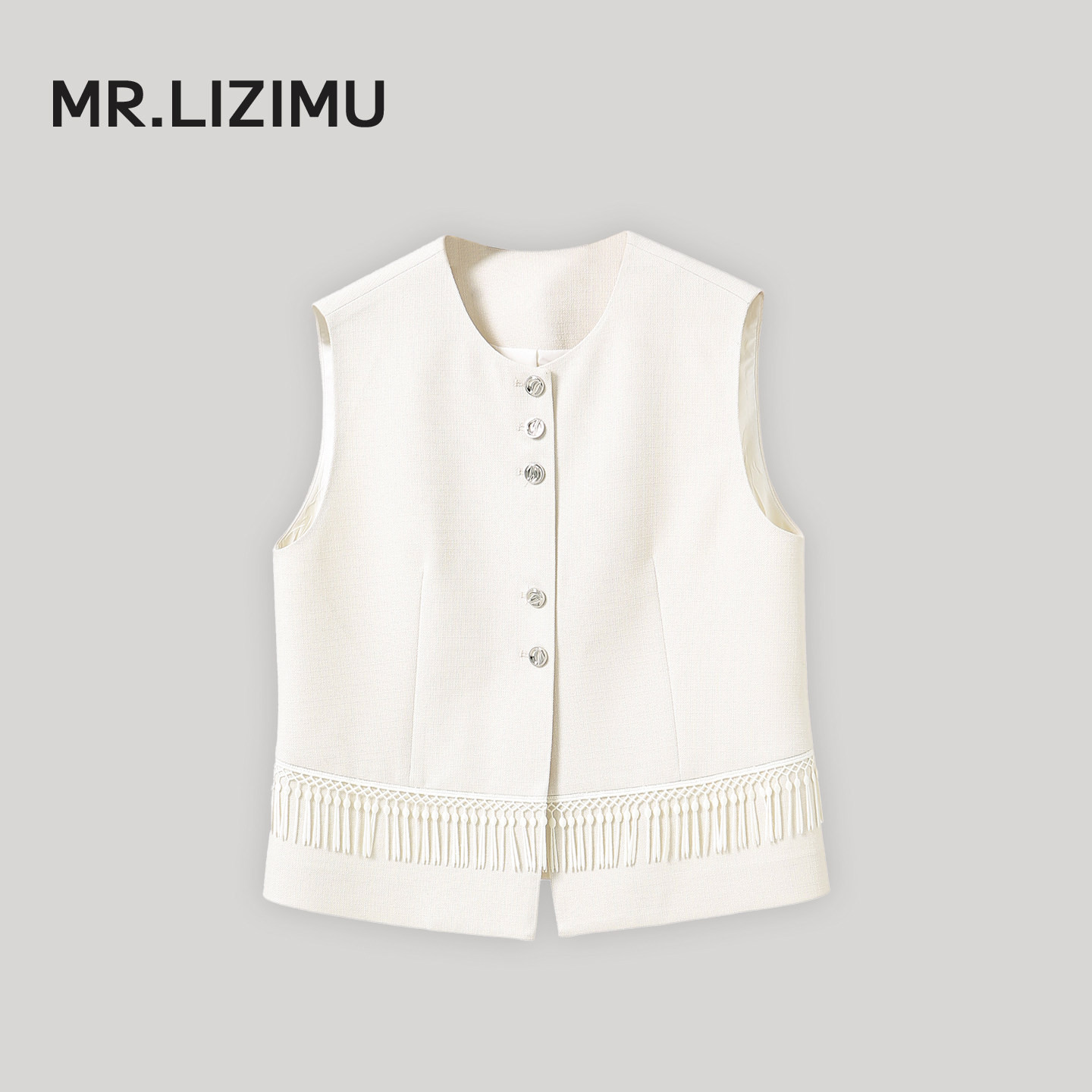 李子木先生春季简约百搭马甲女2026新款流苏拼接显瘦上衣坎肩背心