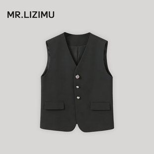 李子木先生休闲V领西装马甲女2026春季百搭叠穿无袖外穿背心坎肩