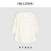 宽松显瘦百搭上衣蕾丝衫 女2026春夏新款 休闲衬衫 李子木先生新中式