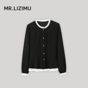 新款 女2025秋季 宽松百搭显瘦法式 长袖 李子木休闲长袖 上衣开衫 衬衫