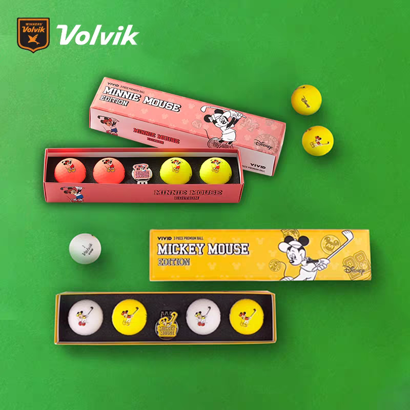 韩国Volvik高尔夫球迪士尼联名款哑光三层球 儿童礼盒彩色golf球