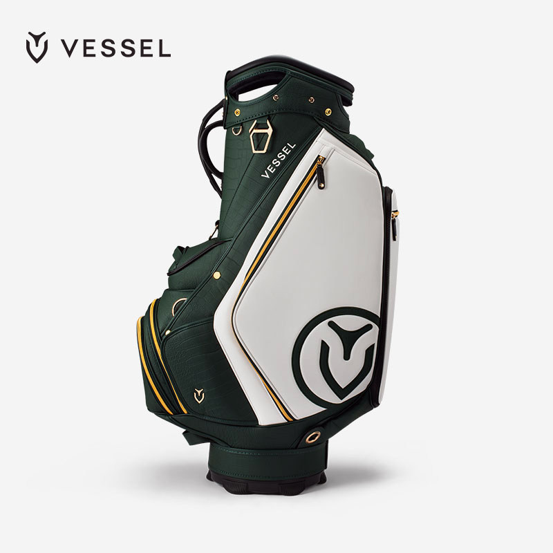 VESSEL2026年大师绿高尔夫球包男9寸6格鳄鱼纹皮革防水泼golfbag